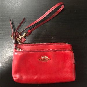 Coach Red Leather Wristlet